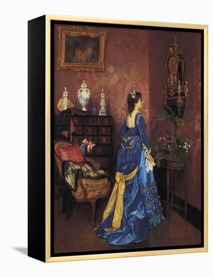 Five Minutes Late-Auguste Toulmouche-Framed Premier Image Canvas