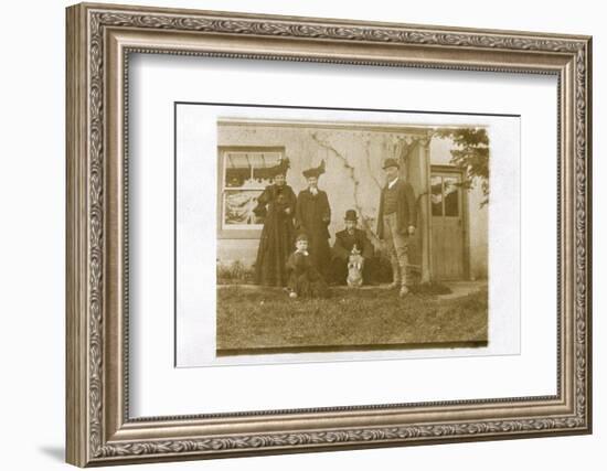 Five People with a Dog in a Garden-null-Framed Photographic Print
