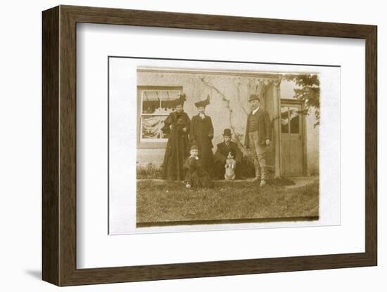 Five People with a Dog in a Garden-null-Framed Photographic Print