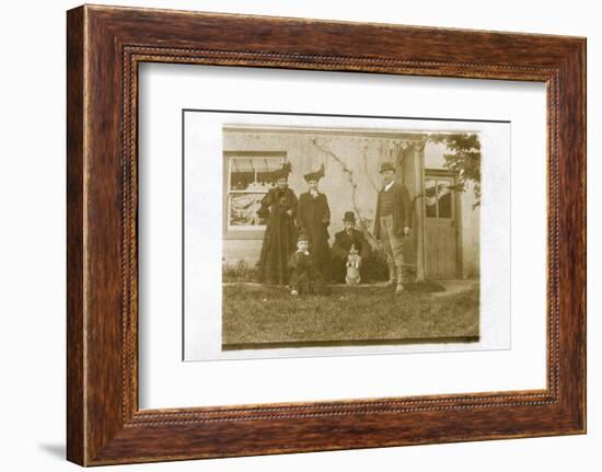 Five People with a Dog in a Garden-null-Framed Photographic Print