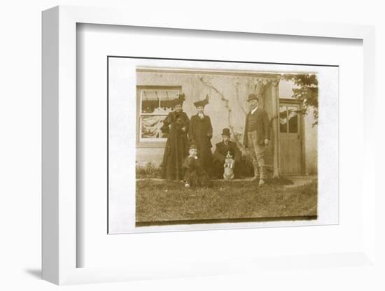 Five People with a Dog in a Garden-null-Framed Photographic Print
