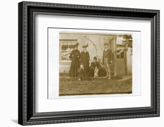 Five People with a Dog in a Garden-null-Framed Photographic Print