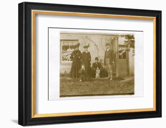 Five People with a Dog in a Garden-null-Framed Photographic Print