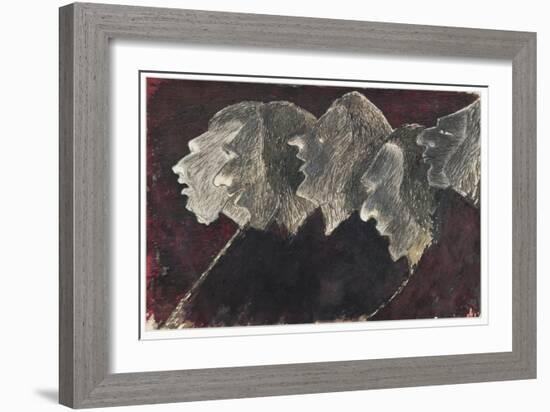 Five Profiles Overlapping-Rabindranath Tagore-Framed Giclee Print
