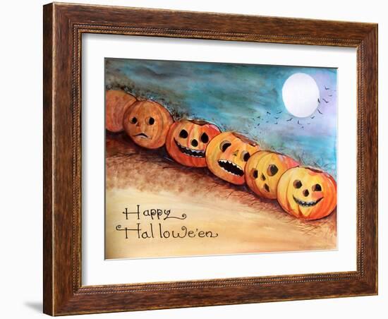 Five Pumpkins in a Row Halloween-sylvia pimental-Framed Art Print