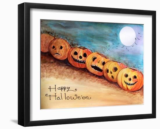Five Pumpkins in a Row Halloween-sylvia pimental-Framed Art Print