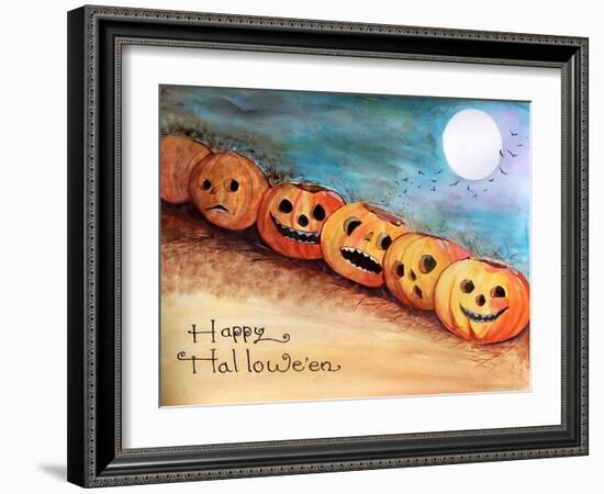 Five Pumpkins in a Row Halloween-sylvia pimental-Framed Art Print