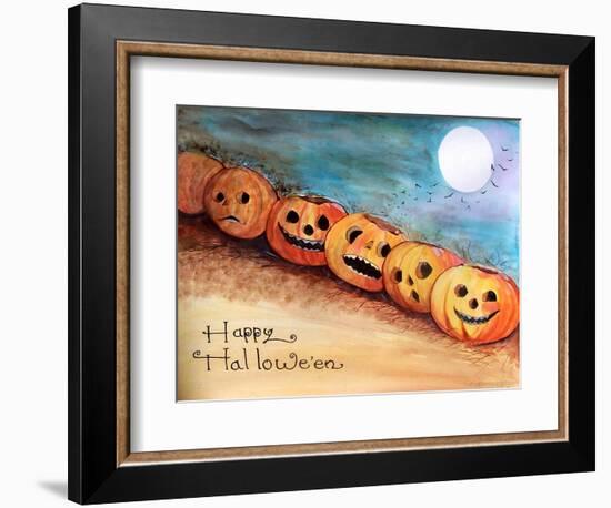 Five Pumpkins in a Row Halloween-sylvia pimental-Framed Art Print