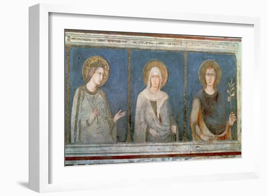 Five Saints, Detail of St. Elisabeth of Hungary, St. Clare and Another Saint-Simone Martini-Framed Giclee Print
