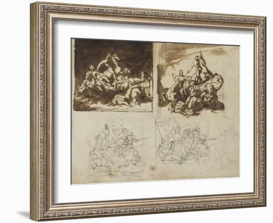 Five Sketches for a Cavalry Battle, 1813-14-Theodore Gericault-Framed Giclee Print