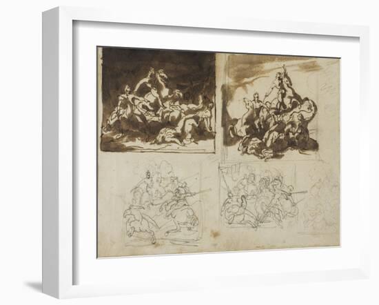 Five Sketches for a Cavalry Battle, 1813-14-Theodore Gericault-Framed Giclee Print