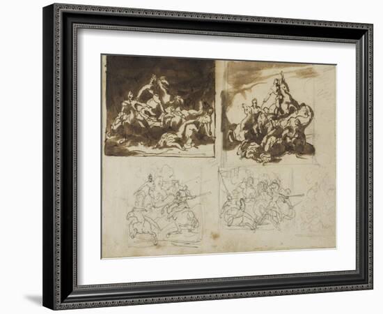 Five Sketches for a Cavalry Battle, 1813-14-Theodore Gericault-Framed Giclee Print