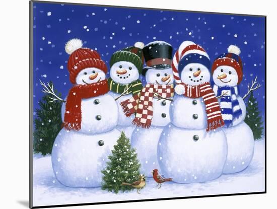 Five Snowmen-William Vanderdasson-Mounted Giclee Print