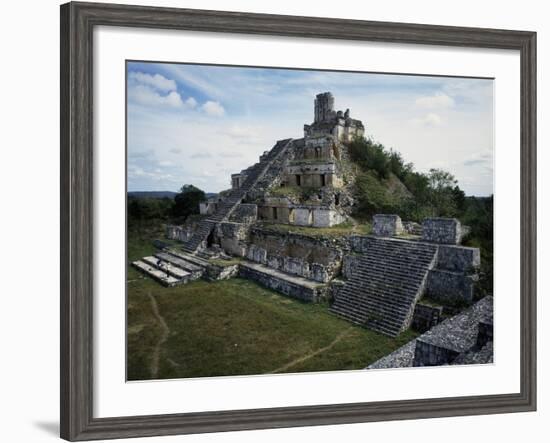 Five-Storey Building, Edzna, Campeche, Mexico. Mayan Civilization-null-Framed Giclee Print