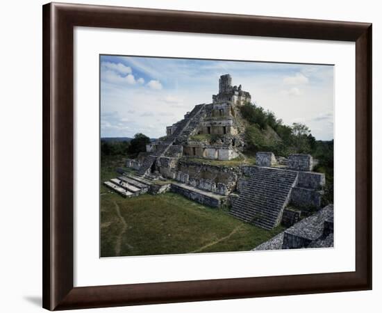 Five-Storey Building, Edzna, Campeche, Mexico. Mayan Civilization-null-Framed Giclee Print