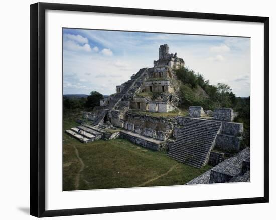 Five-Storey Building, Edzna, Campeche, Mexico. Mayan Civilization-null-Framed Giclee Print