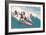 Five Surfers Catching Wave-null-Framed Art Print