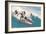 Five Surfers Catching Wave-null-Framed Art Print