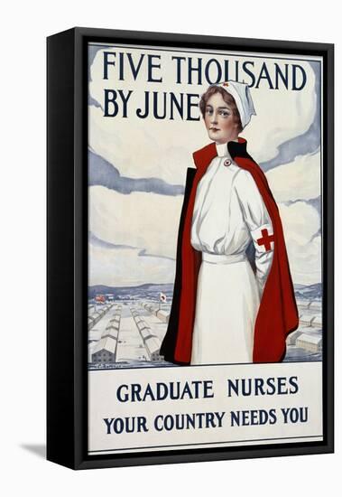 Five Thousand Nurses by June - Graduate Nurses Your Country Needs You Poster-Carl Rakeman-Framed Premier Image Canvas