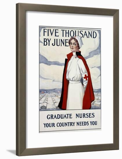 Five Thousand Nurses by June - Graduate Nurses Your Country Needs You Poster-Carl Rakeman-Framed Giclee Print