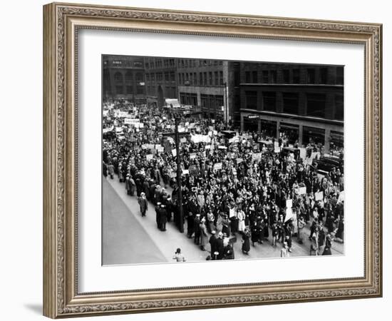 Five Thousand School Teachers Demonstrate in Downtown Chicago-null-Framed Photo