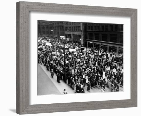 Five Thousand School Teachers Demonstrate in Downtown Chicago-null-Framed Photo