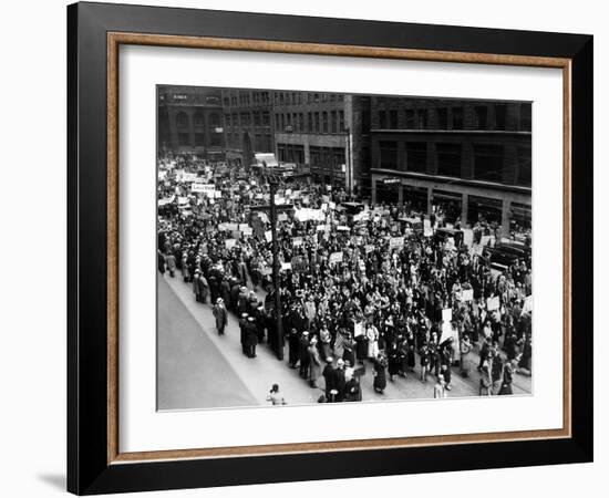 Five Thousand School Teachers Demonstrate in Downtown Chicago-null-Framed Photo