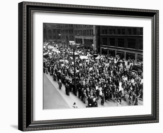 Five Thousand School Teachers Demonstrate in Downtown Chicago-null-Framed Photo