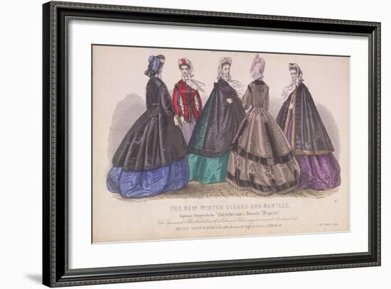 Five Women Wearing the Latest Winter Fashions, 1863-null-Framed Giclee Print