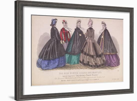 Five Women Wearing the Latest Winter Fashions, 1863-null-Framed Giclee Print