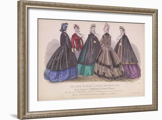 Five Women Wearing the Latest Winter Fashions, 1863-null-Framed Giclee Print