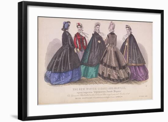 Five Women Wearing the Latest Winter Fashions, 1863-null-Framed Giclee Print