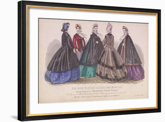 Five Women Wearing the Latest Winter Fashions, 1863-null-Framed Giclee Print