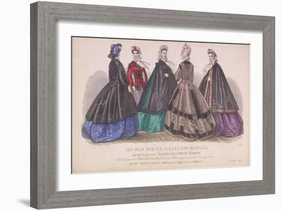 Five Women Wearing the Latest Winter Fashions, 1863-null-Framed Giclee Print