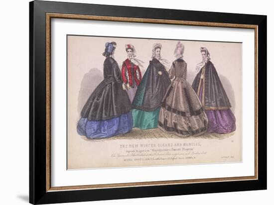 Five Women Wearing the Latest Winter Fashions, 1863-null-Framed Giclee Print