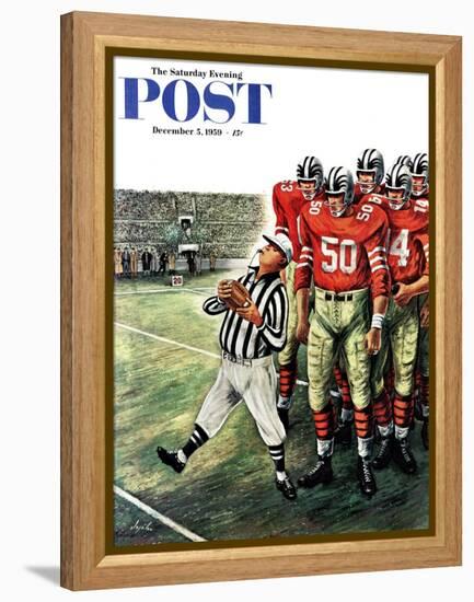 "Five Yard Penalty" Saturday Evening Post Cover, December 5, 1959-Constantin Alajalov-Framed Premier Image Canvas