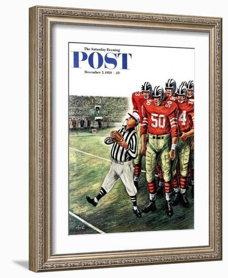 "Five Yard Penalty" Saturday Evening Post Cover, December 5, 1959-Constantin Alajalov-Framed Giclee Print