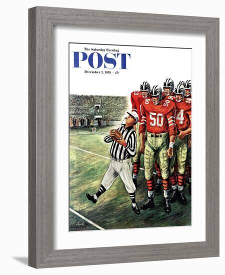 "Five Yard Penalty" Saturday Evening Post Cover, December 5, 1959-Constantin Alajalov-Framed Giclee Print