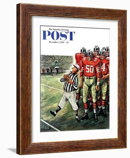 "Five Yard Penalty" Saturday Evening Post Cover, December 5, 1959-Constantin Alajalov-Framed Giclee Print