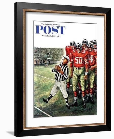 "Five Yard Penalty" Saturday Evening Post Cover, December 5, 1959-Constantin Alajalov-Framed Giclee Print