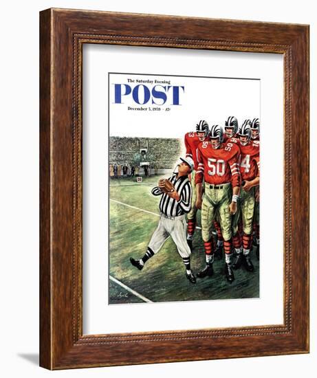 "Five Yard Penalty" Saturday Evening Post Cover, December 5, 1959-Constantin Alajalov-Framed Giclee Print