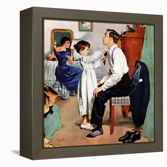 "Fixing Father's Tie", December 31, 1955-George Hughes-Framed Premier Image Canvas