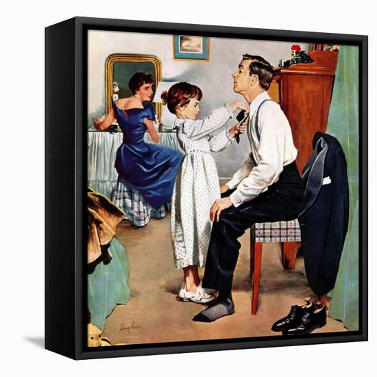 "Fixing Father's Tie", December 31, 1955-George Hughes-Framed Premier Image Canvas