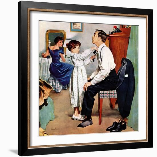 "Fixing Father's Tie", December 31, 1955-George Hughes-Framed Giclee Print