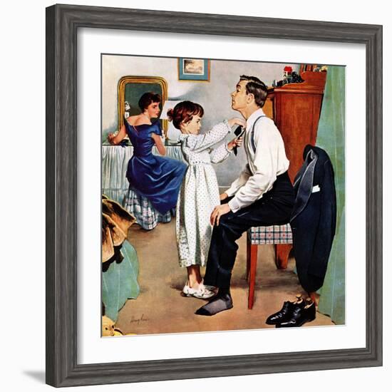 "Fixing Father's Tie", December 31, 1955-George Hughes-Framed Giclee Print