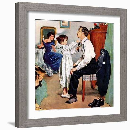 "Fixing Father's Tie", December 31, 1955-George Hughes-Framed Giclee Print