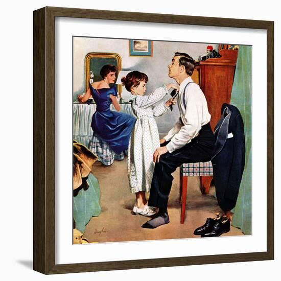 "Fixing Father's Tie", December 31, 1955-George Hughes-Framed Giclee Print