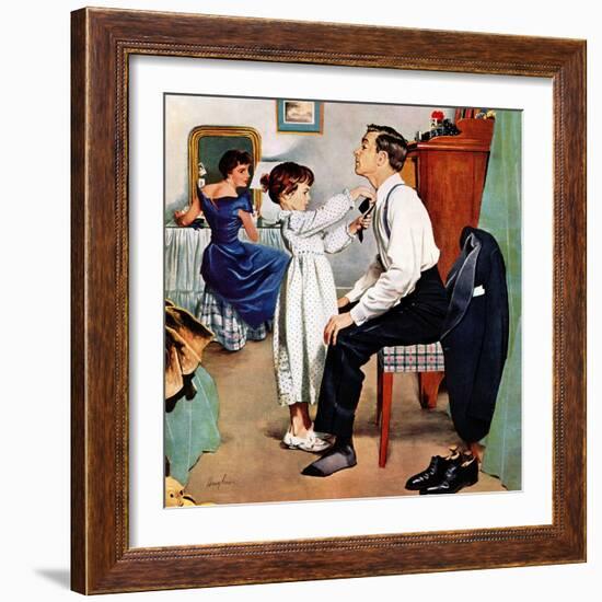 "Fixing Father's Tie", December 31, 1955-George Hughes-Framed Giclee Print