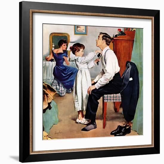 "Fixing Father's Tie", December 31, 1955-George Hughes-Framed Giclee Print