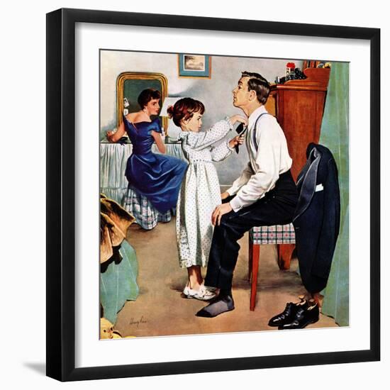 "Fixing Father's Tie", December 31, 1955-George Hughes-Framed Giclee Print